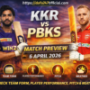 KKR vs PBKS Match Prediction 6 April 2026